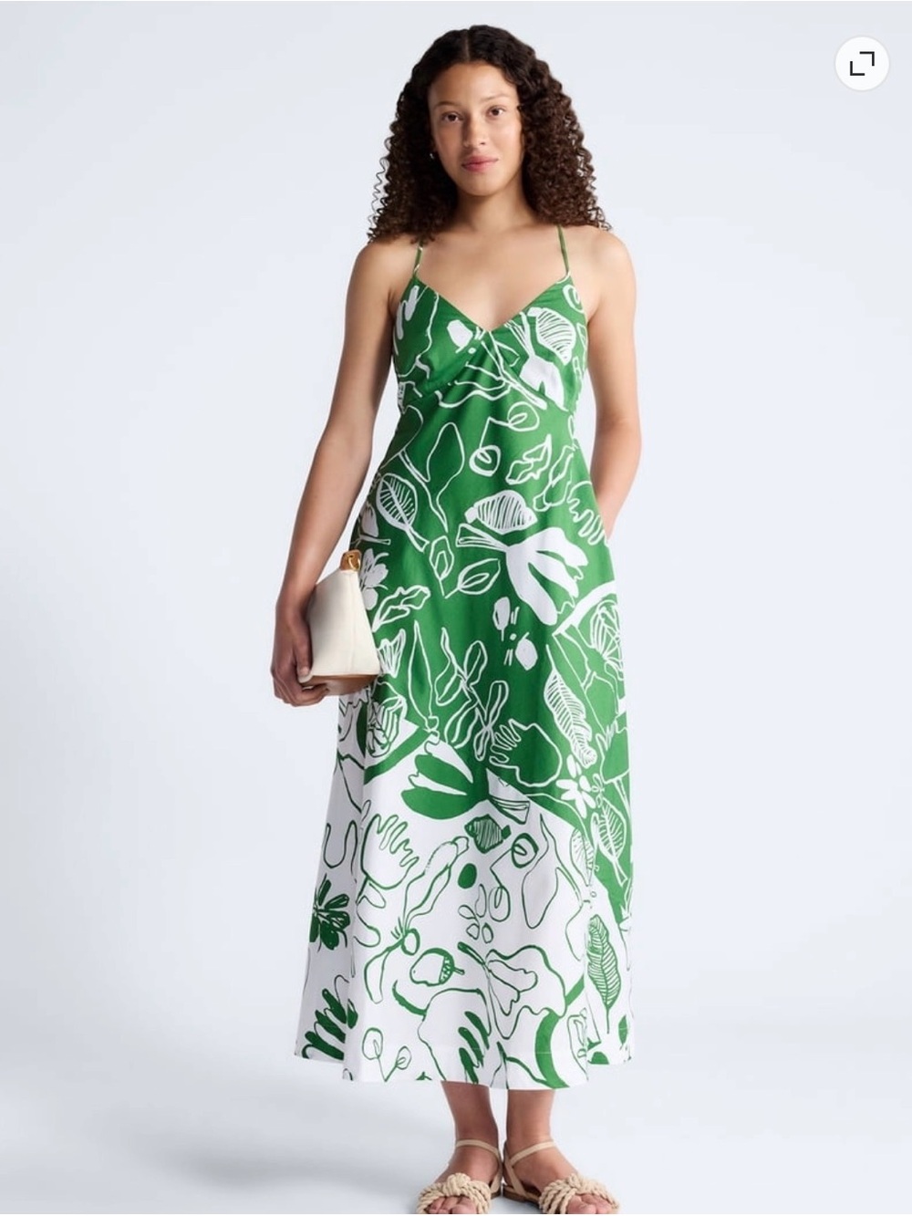 Green Free Assembly Floral Print Maxi Dress with Spaghetti Straps
